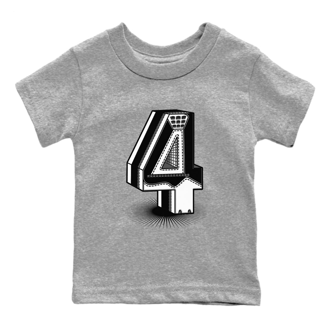 4s White Thunder Shirts To Match Jordans Number Statue sneaker match tees Air Jordan 4 White Thunder Tee SNRT Sneaker Release Tees Youth Baby Heather Grey 2 crew neck shirts