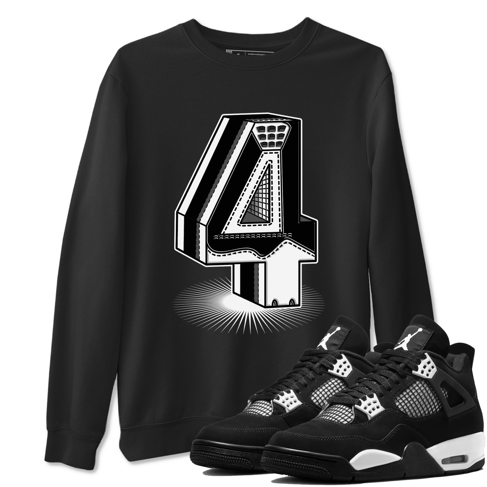 4s White Thunder Shirts To Match Jordans Number Statue sneaker match tees Air Jordan 4 White Thunder Tee SNRT Sneaker Release Tees unisex cotton Black 1 crew neck shirts