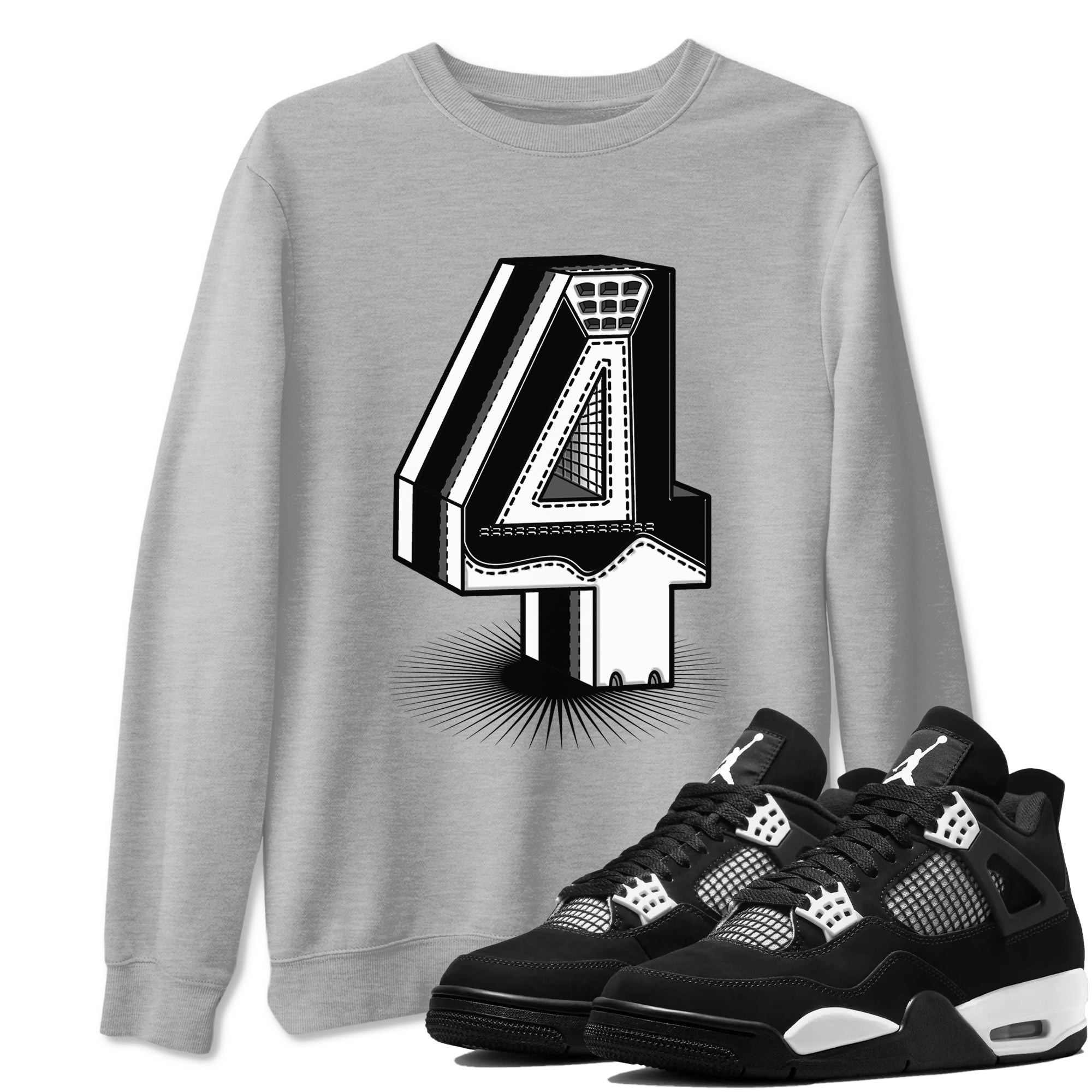 4s White Thunder Shirts To Match Jordans Number Statue sneaker match tees Air Jordan 4 White Thunder Tee SNRT Sneaker Release Tees unisex cotton Heather Grey 1 crew neck shirts