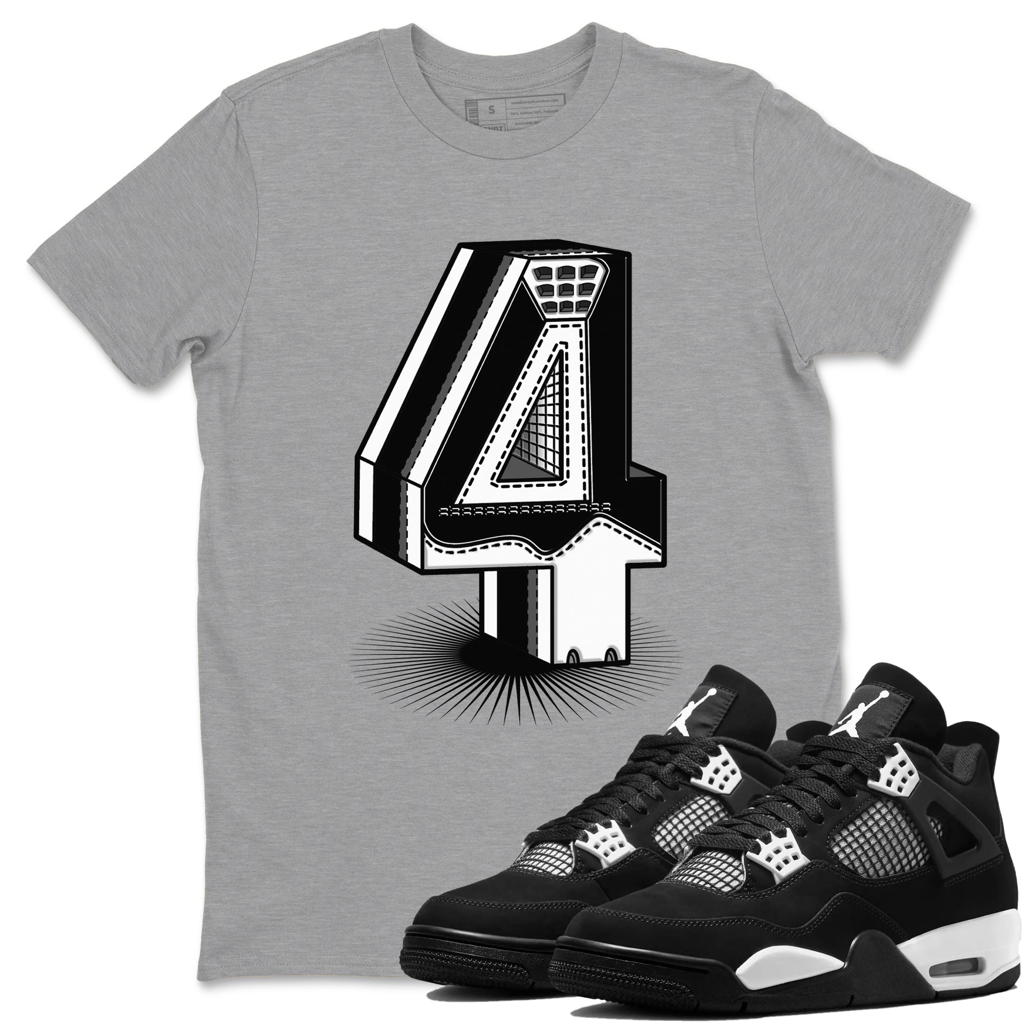 4s White Thunder Shirts To Match Jordans Number Statue sneaker match tees Air Jordan 4 White Thunder Tee SNRT Sneaker Release Tees unisex cotton Heather Grey 1 crew neck shirts
