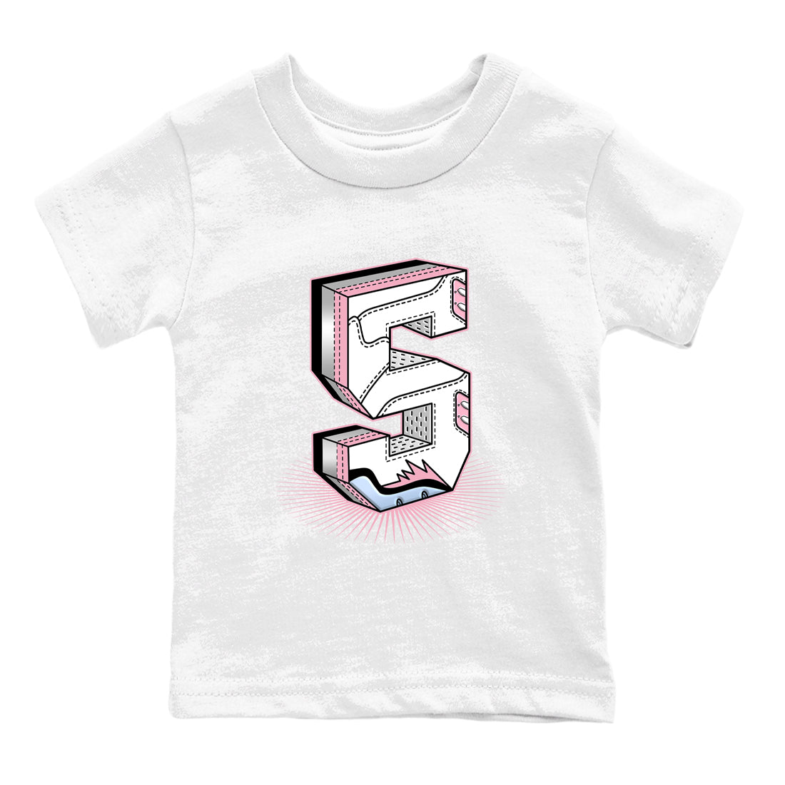 Number Statue baby and kids t-shirt crafted for little sneakerheads to shine with the Air Jordan 5 35th Anniversary sneakers, displayed in White 2.