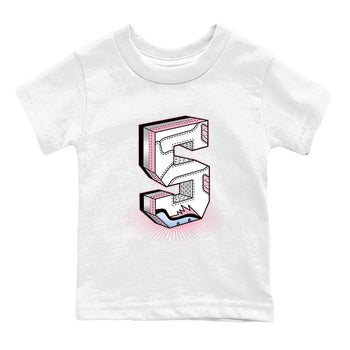 Number Statue baby and kids t-shirt crafted for little sneakerheads to shine with the Air Jordan 5 35th Anniversary sneakers, displayed in White 2.