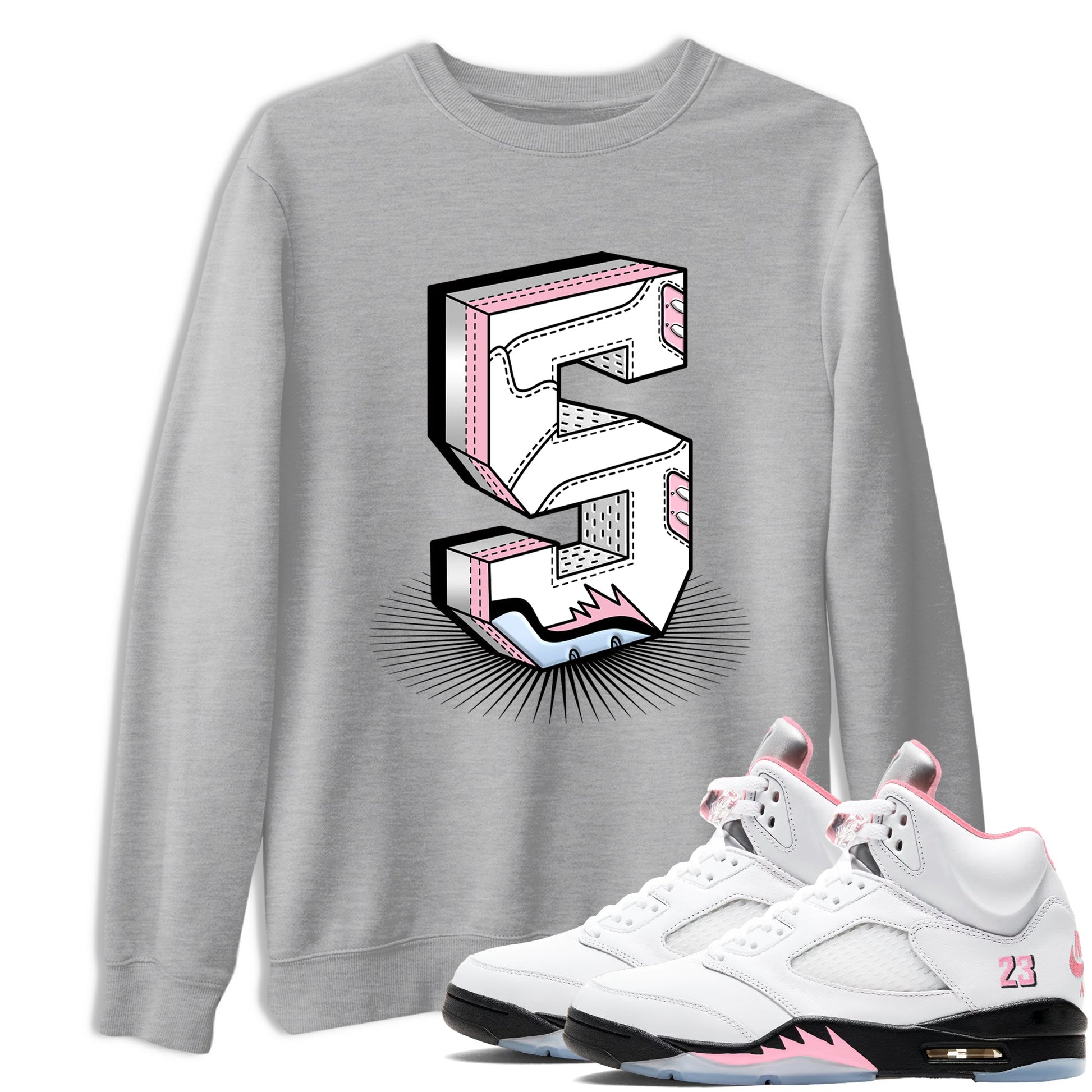 Number Statue sneaker match t-shirt styled to complete your fit with the Air Jordan 5 35th Anniversary sneakers, shown in Heather Grey 1.