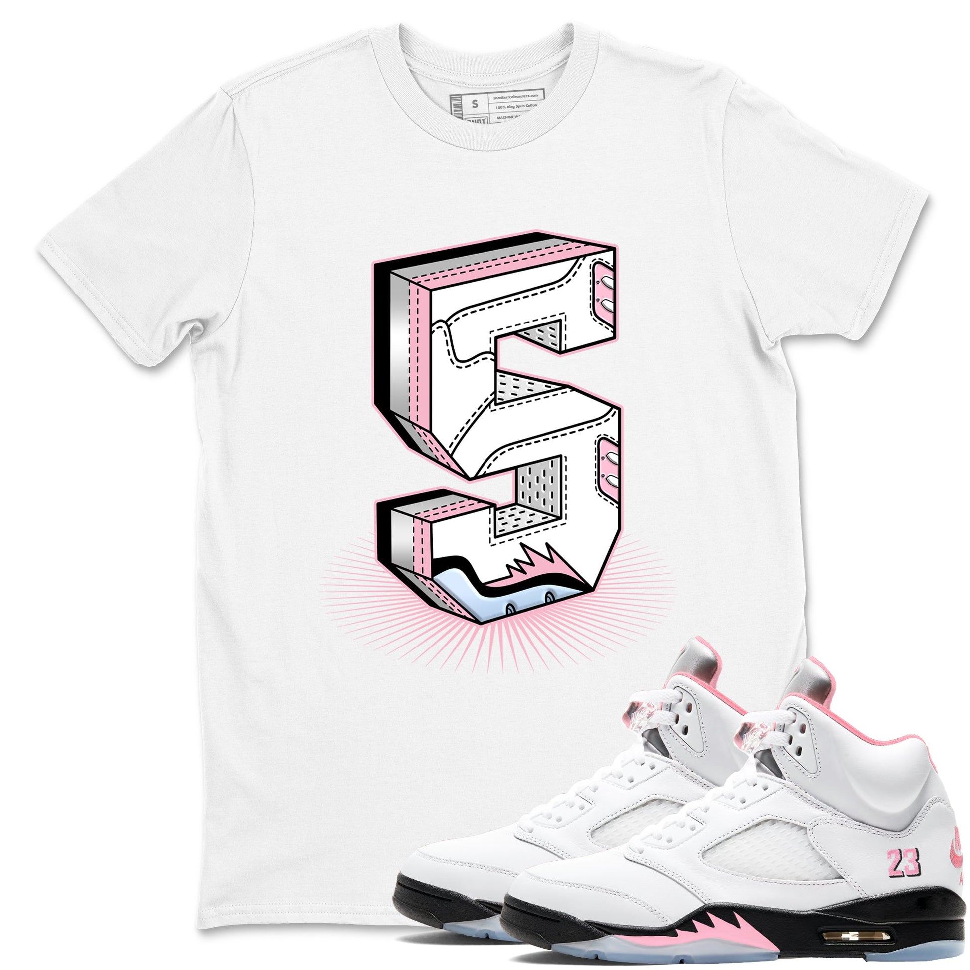 Number Statue sneaker match t-shirt styled to complete your fit with the Air Jordan 5 35th Anniversary sneakers, shown in White 1.