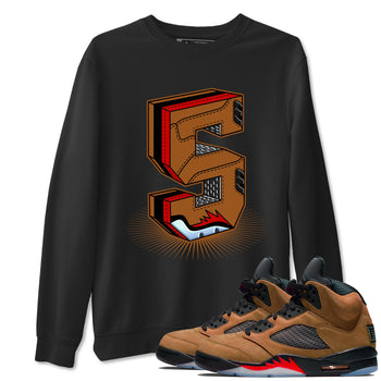 5s Archaeo Brown shirts to match jordans Number Statue sneaker match tees Air Jordan 5 Archaeo Brown SNRT Sneaker Release Tees unisex cotton Black 1 crew neck shirts