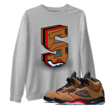 5s Archaeo Brown shirts to match jordans Number Statue sneaker match tees Air Jordan 5 Archaeo Brown SNRT Sneaker Release Tees unisex cotton Heather Grey 1 crew neck shirts