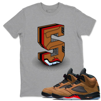 5s Archaeo Brown shirts to match jordans Number Statue sneaker match tees Air Jordan 5 Archaeo Brown SNRT Sneaker Release Tees unisex cotton Heather Grey 1 crew neck shirts