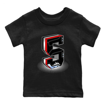 5s Black Metallic Reimagined Graphic shirts Number Statue shirts 5s Reimagined best t-shirts to wear with jordans SNRT Sneaker Tees Youth Baby Black 2 tee
