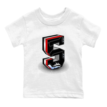 5s Black Metallic Reimagined Graphic shirts Number Statue shirts 5s Reimagined best t-shirts to wear with jordans SNRT Sneaker Tees Youth Baby White 2 tee