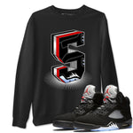 5s Black Metallic Reimagined Graphic shirts Number Statue shirts 5s Reimagined best t-shirts to wear with jordans SNRT Sneaker Tees unisex cotton Black 1 shirts