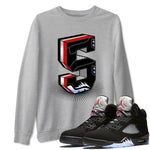 5s Black Metallic Reimagined Graphic shirts Number Statue shirts 5s Reimagined best t-shirts to wear with jordans SNRT Sneaker Tees unisex cotton Heather Grey 1 shirts