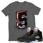 5s Black Metallic Reimagined Graphic shirts Number Statue shirts 5s Reimagined best t-shirts to wear with jordans SNRT Sneaker Tees unisex cotton Cool Grey 1 shirts