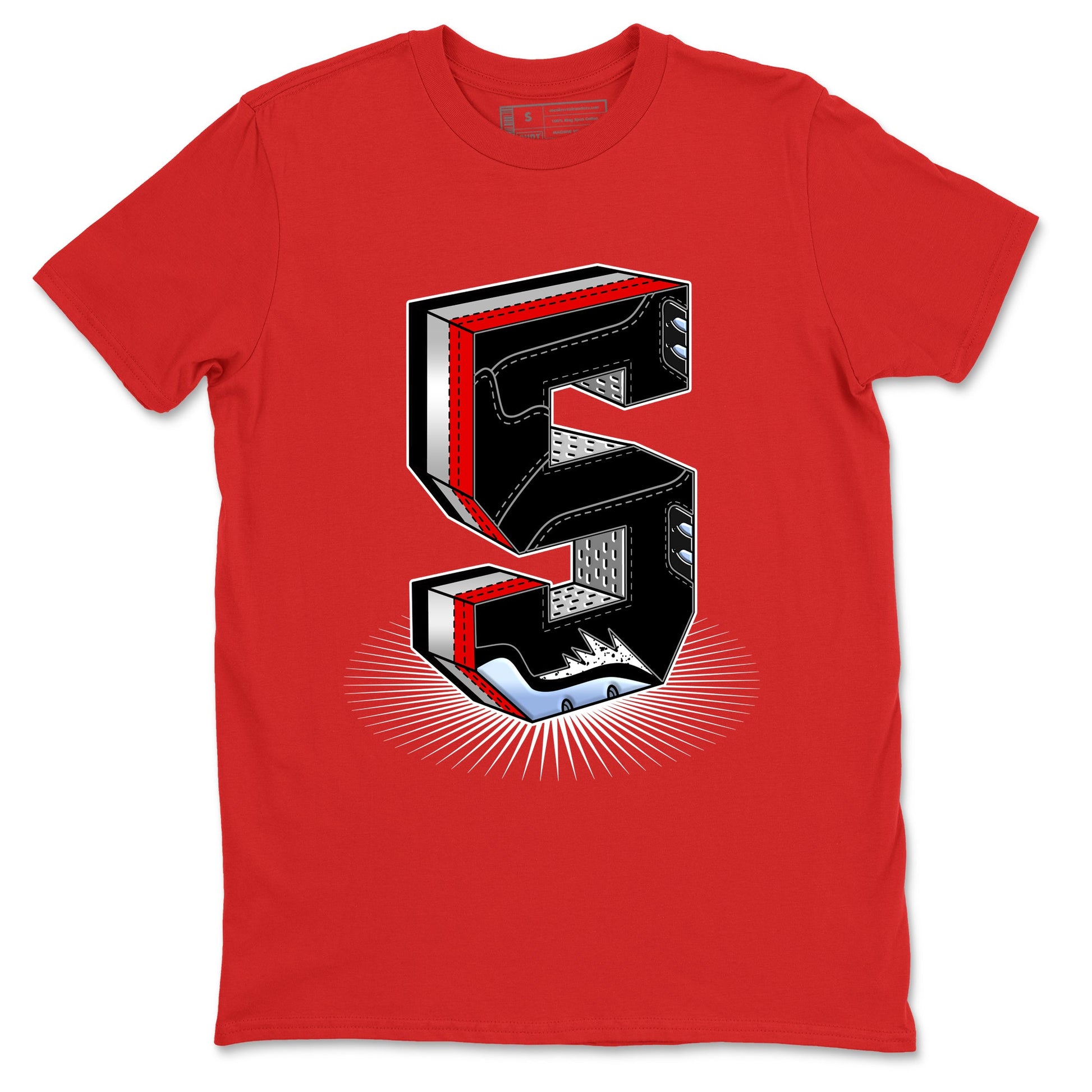 5s Black Metallic Reimagined Graphic shirts Number Statue shirts 5s Reimagined best t-shirts to wear with jordans SNRT Sneaker Tees unisex cotton Red 2 shirts