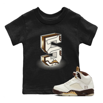 5s Golden Ticket shirts to match jordans Number Statue best t shirts to wear with jordans AJ 5 Retro Golden Ticket match shoes to clothes SNRT Sneaker Tees Youth Baby Black 1 tee