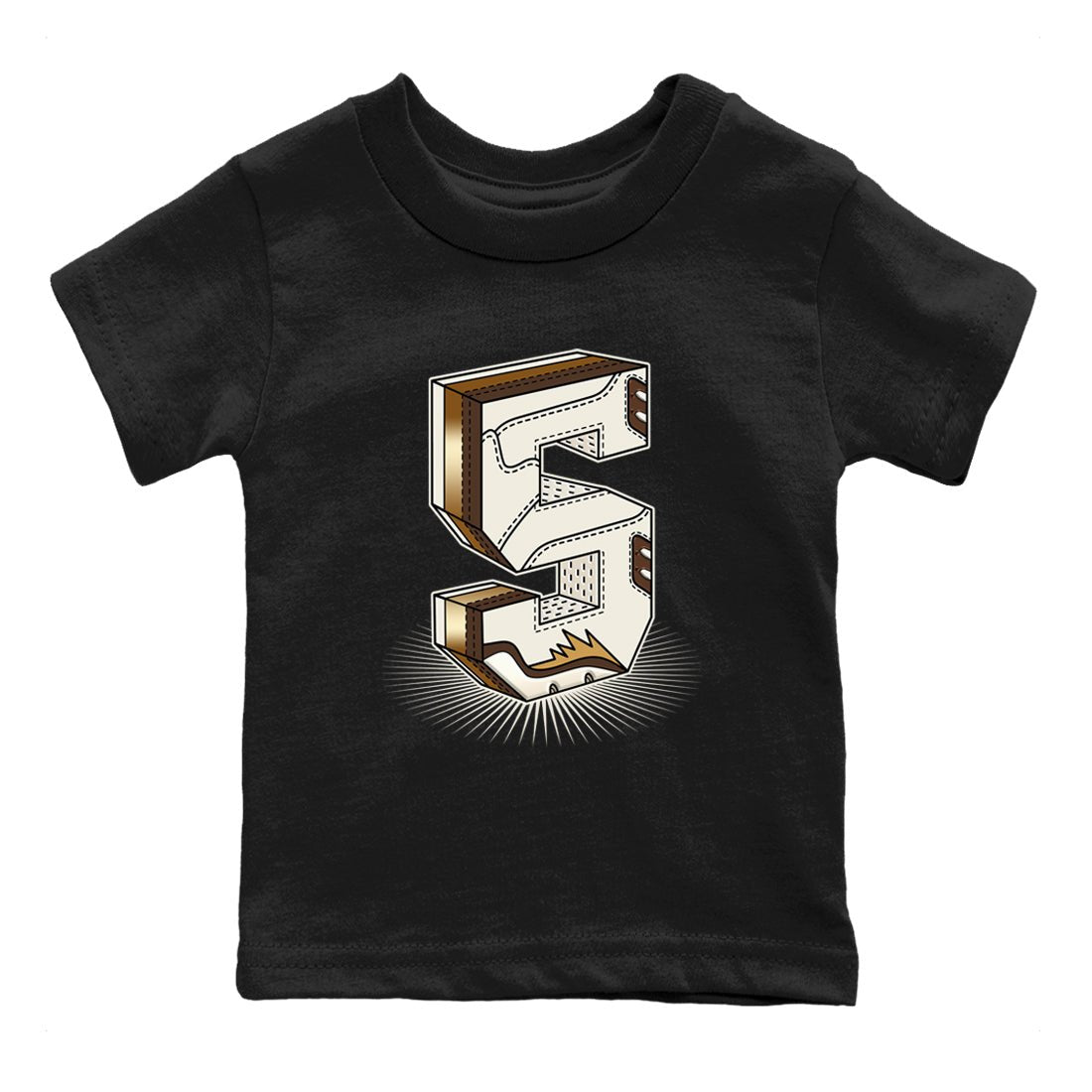 5s Golden Ticket shirts to match jordans Number Statue best t shirts to wear with jordans AJ 5 Retro Golden Ticket match shoes to clothes SNRT Sneaker Tees Youth Baby Black 2 tee