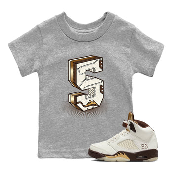 5s Golden Ticket shirts to match jordans Number Statue best t shirts to wear with jordans AJ 5 Retro Golden Ticket match shoes to clothes SNRT Sneaker Tees Youth Baby Heather Grey 1 tee