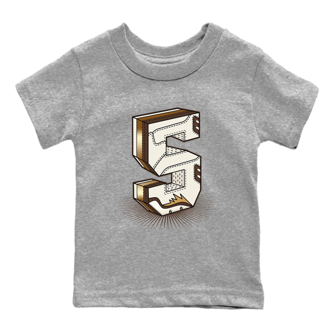 5s Golden Ticket shirts to match jordans Number Statue best t shirts to wear with jordans AJ 5 Retro Golden Ticket match shoes to clothes SNRT Sneaker Tees Youth Baby Heather Grey 2 tee