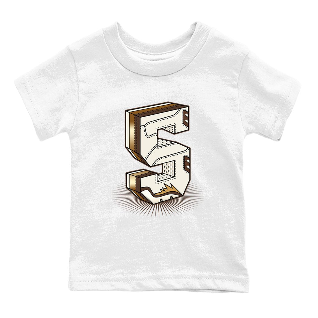 5s Golden Ticket shirts to match jordans Number Statue best t shirts to wear with jordans AJ 5 Retro Golden Ticket match shoes to clothes SNRT Sneaker Tees Youth Baby White 2 tee