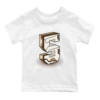 5s Golden Ticket shirts to match jordans Number Statue best t shirts to wear with jordans AJ 5 Retro Golden Ticket match shoes to clothes SNRT Sneaker Tees Youth Baby White 2 tee