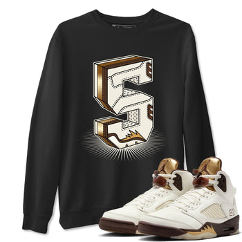 5s Golden Ticket shirts to match jordans Number Statue best t shirts to wear with jordans AJ 5 Retro Golden Ticket match shoes to clothes SNRT Sneaker Tees unisex cotton Black 1 shirts