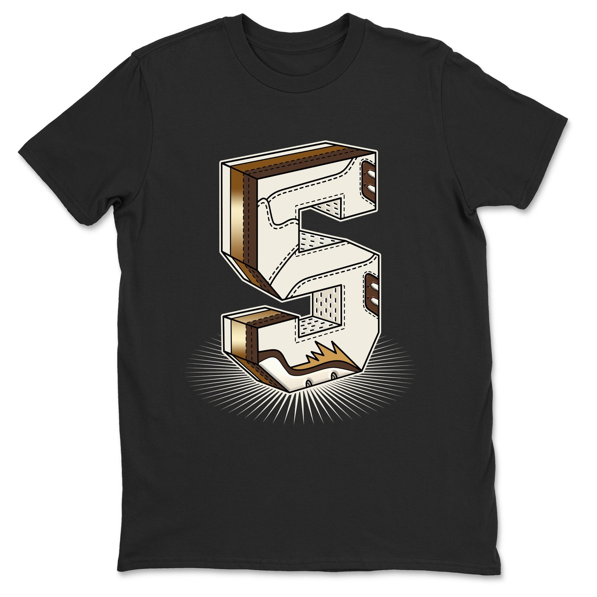 5s Golden Ticket shirts to match jordans Number Statue best t shirts to wear with jordans AJ 5 Retro Golden Ticket match shoes to clothes SNRT Sneaker Tees unisex cotton Black 2 shirts