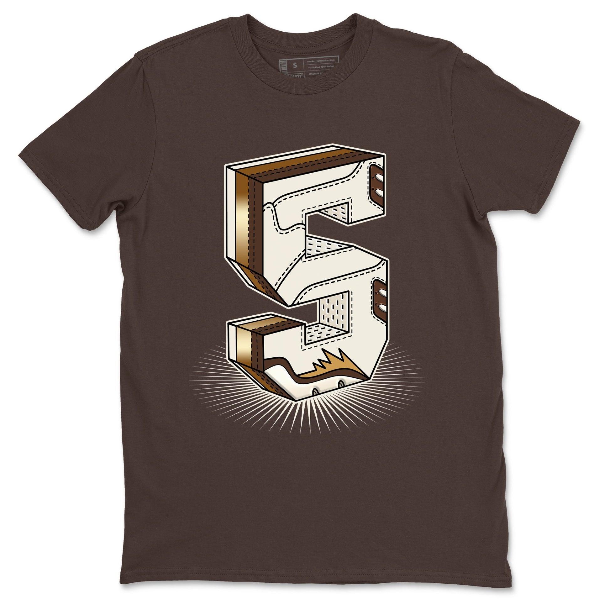 5s Golden Ticket shirts to match jordans Number Statue best t shirts to wear with jordans AJ 5 Retro Golden Ticket match shoes to clothes SNRT Sneaker Tees unisex cotton Dark Chocolate 2 shirts
