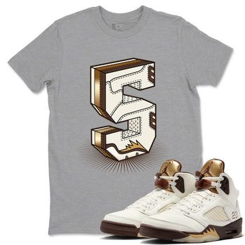 5s Golden Ticket shirts to match jordans Number Statue best t shirts to wear with jordans AJ 5 Retro Golden Ticket match shoes to clothes SNRT Sneaker Tees unisex cotton Heather Grey 1 shirts
