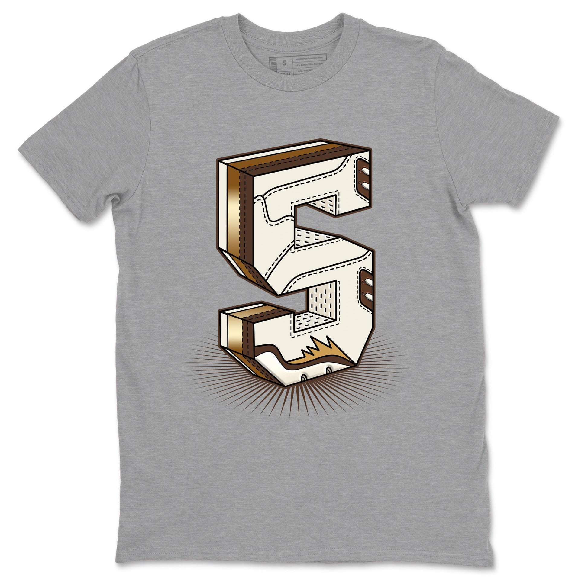 5s Golden Ticket shirts to match jordans Number Statue best t shirts to wear with jordans AJ 5 Retro Golden Ticket match shoes to clothes SNRT Sneaker Tees unisex cotton Heather Grey 2 shirts