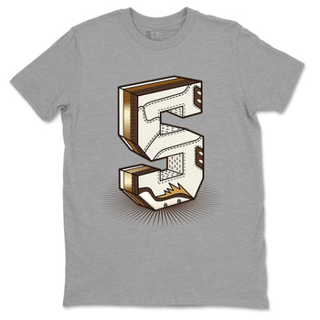 5s Golden Ticket shirts to match jordans Number Statue best t shirts to wear with jordans AJ 5 Retro Golden Ticket match shoes to clothes SNRT Sneaker Tees unisex cotton Heather Grey 2 shirts