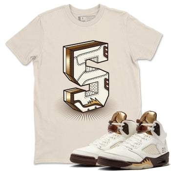 5s Golden Ticket shirts to match jordans Number Statue best t shirts to wear with jordans AJ 5 Retro Golden Ticket match shoes to clothes SNRT Sneaker Tees unisex cotton Natural 1 shirts