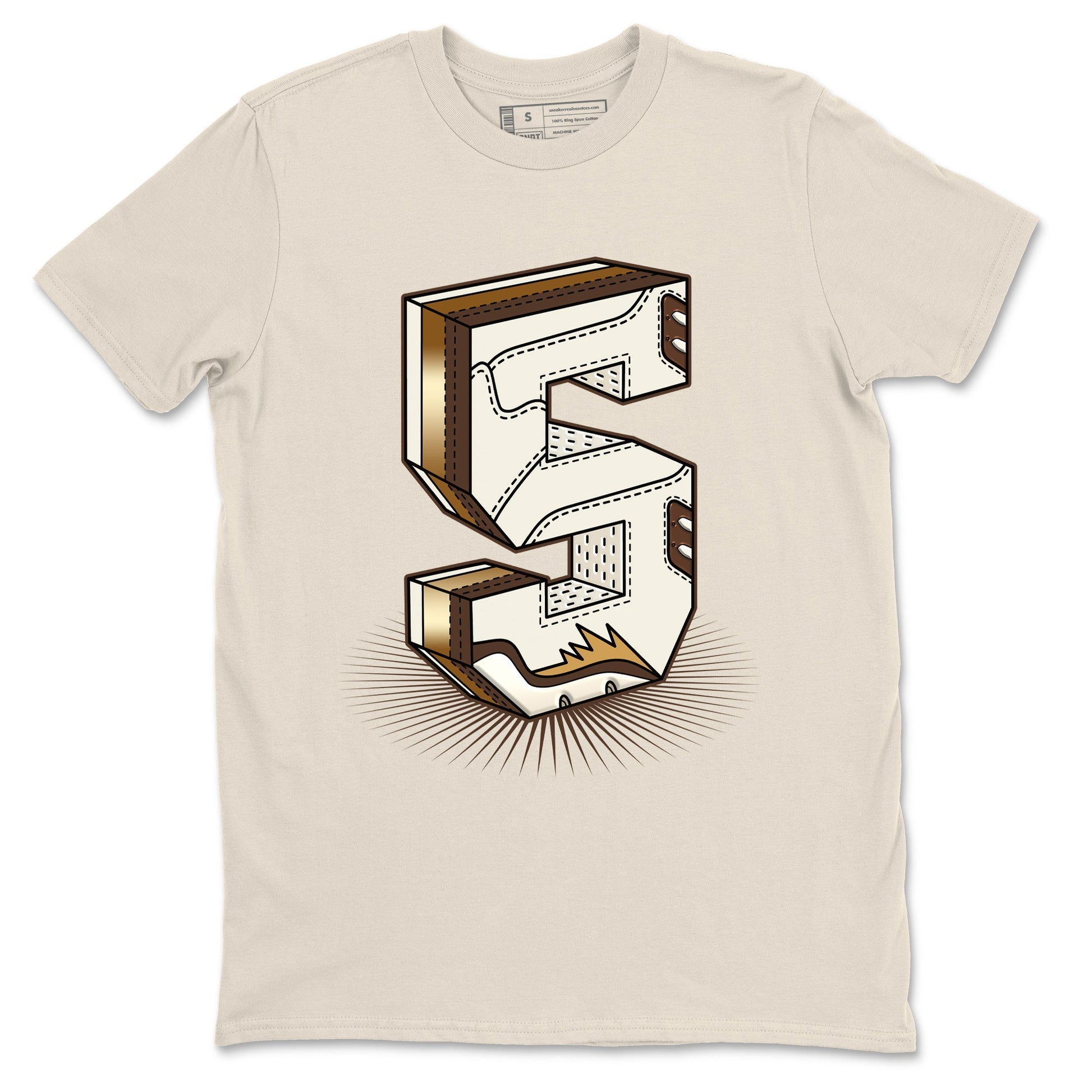5s Golden Ticket shirts to match jordans Number Statue best t shirts to wear with jordans AJ 5 Retro Golden Ticket match shoes to clothes SNRT Sneaker Tees unisex cotton Natural 2 shirts