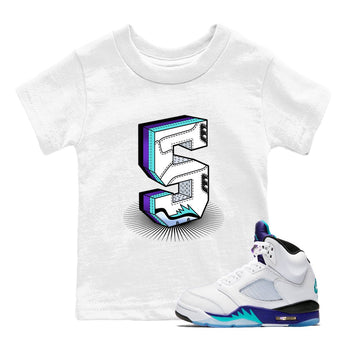 Air Jordan 5 Grape Graphic shirts Number Statue shirts 5 Retro Grape best t-shirts to wear with jordans SNRT Sneaker Tees Youth Baby White 1 tee