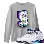 Air Jordan 5 Grape Graphic shirts Number Statue shirts 5 Retro Grape best t-shirts to wear with jordans SNRT Sneaker Tees unisex cotton Heather Grey 1 shirts