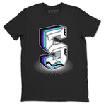 Air Jordan 5 Grape Graphic shirts Number Statue shirts 5 Retro Grape best t-shirts to wear with jordans SNRT Sneaker Tees unisex cotton Black 2 shirts