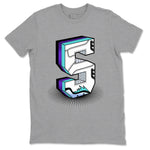 Air Jordan 5 Grape Graphic shirts Number Statue shirts 5 Retro Grape best t-shirts to wear with jordans SNRT Sneaker Tees unisex cotton Heather Grey 2 shirts
