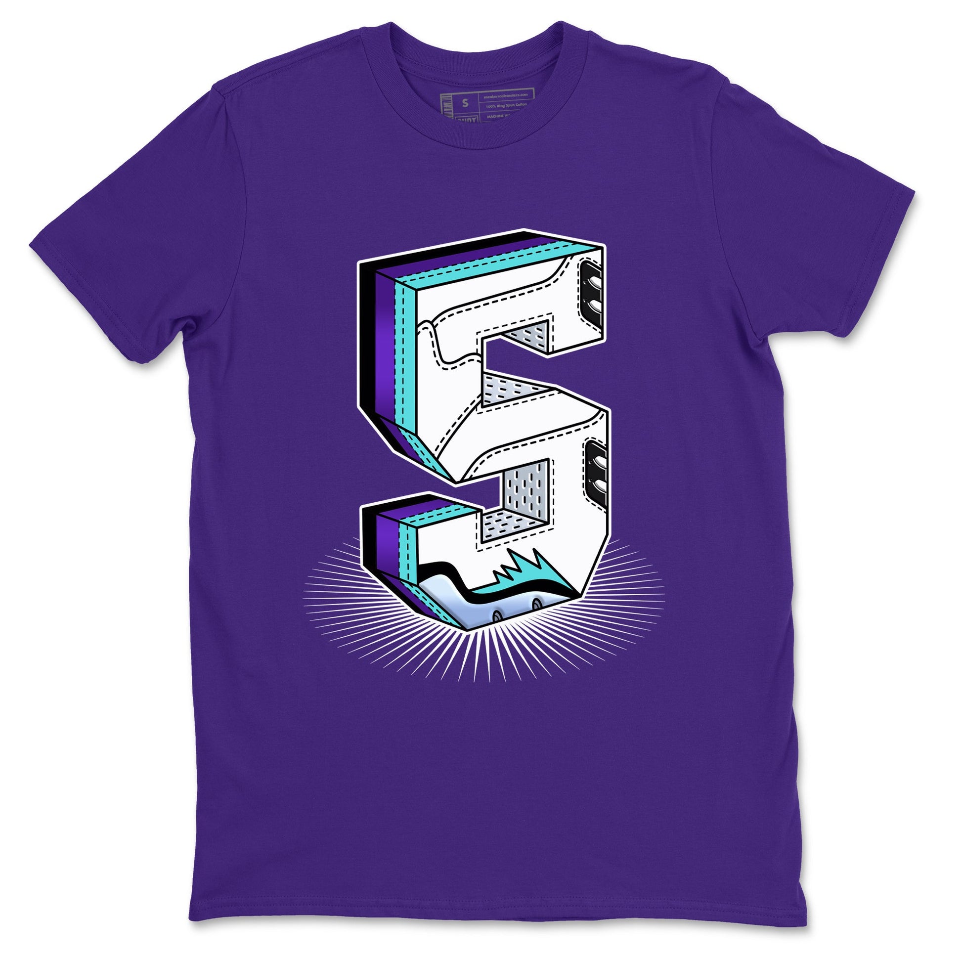 Air Jordan 5 Grape Graphic shirts Number Statue shirts 5 Retro Grape best t-shirts to wear with jordans SNRT Sneaker Tees unisex cotton Purple 2 shirts