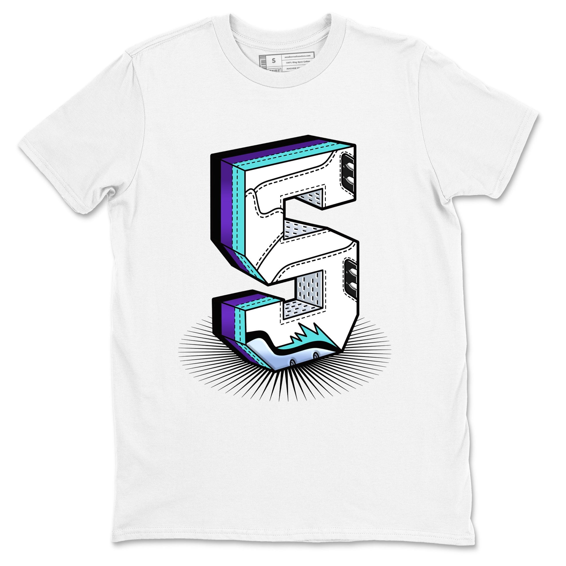 Air Jordan 5 Grape Graphic shirts Number Statue shirts 5 Retro Grape best t-shirts to wear with jordans SNRT Sneaker Tees unisex cotton White 2 shirts