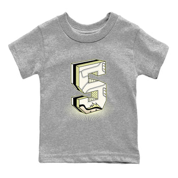Sneaker match tees – Streetwear Graphic Tees Air Jordan 5 Luminous Green Sneakers – Number Statue Kids Craphic T-Shirt Heather Grey 2
