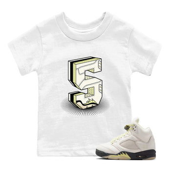 Sneaker match tees – Streetwear Graphic Tees Air Jordan 5 Luminous Green Sneakers – Number Statue Kids Craphic T-Shirt White 1