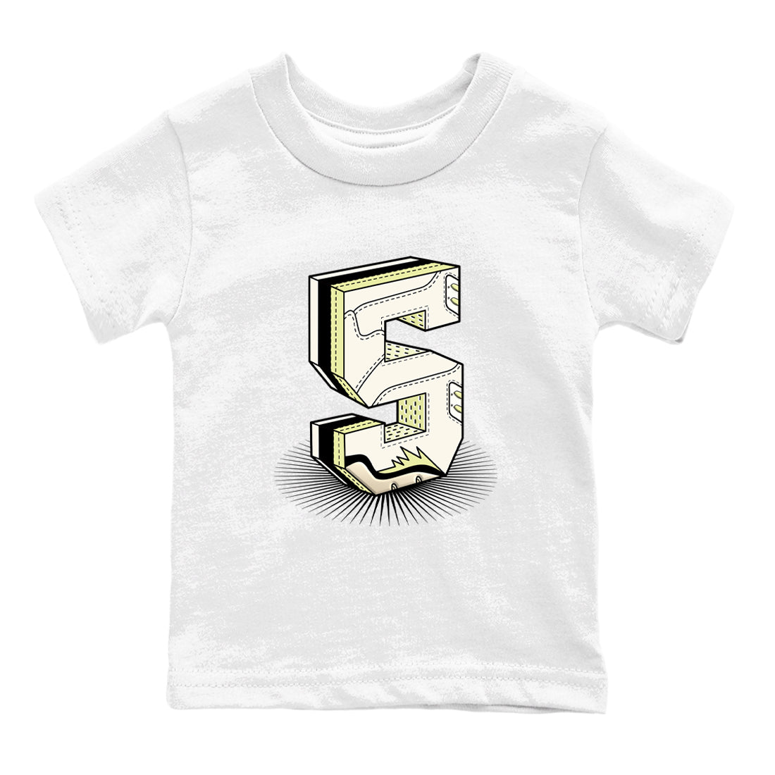 Sneaker match tees – Streetwear Graphic Tees Air Jordan 5 Luminous Green Sneakers – Number Statue Kids Craphic T-Shirt White 2