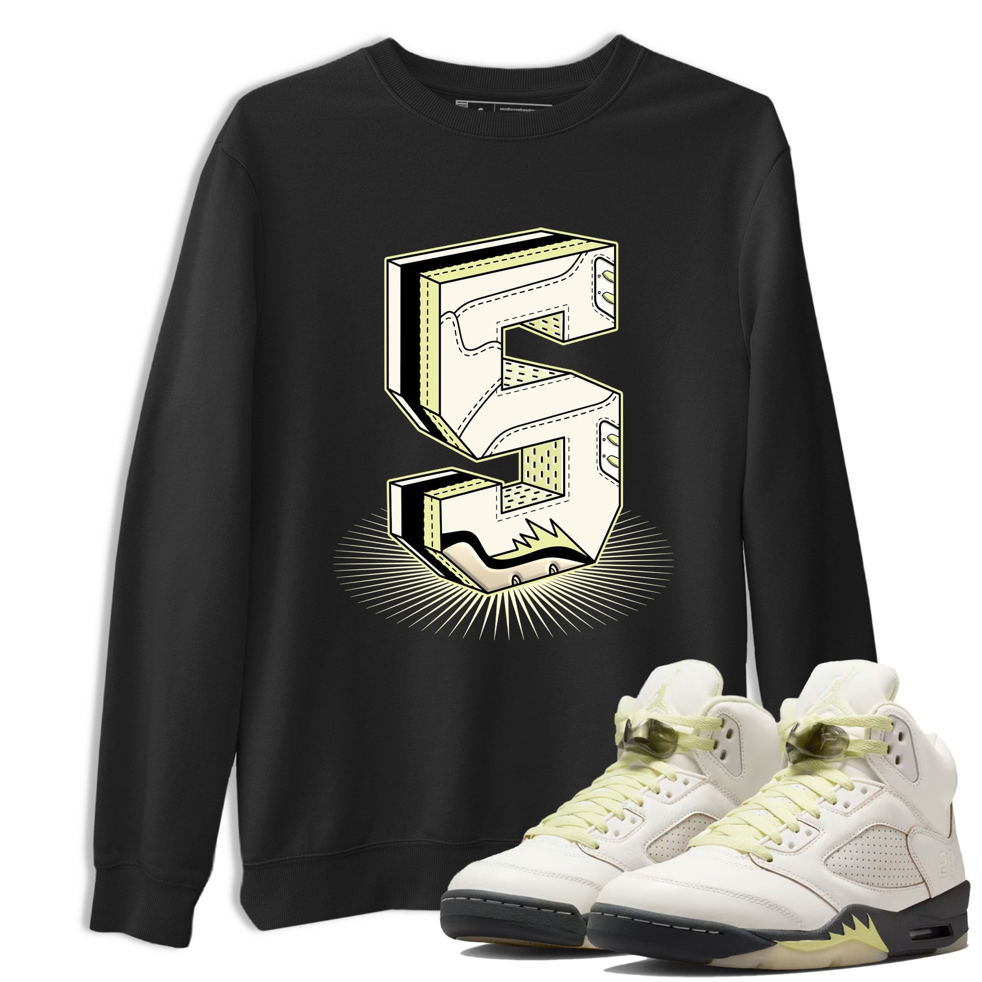 Sneaker match tees – Streetwear Graphic Tees Air Jordan 5 Luminous Green Sneakers – Number Statue Graphic Tee Black 1