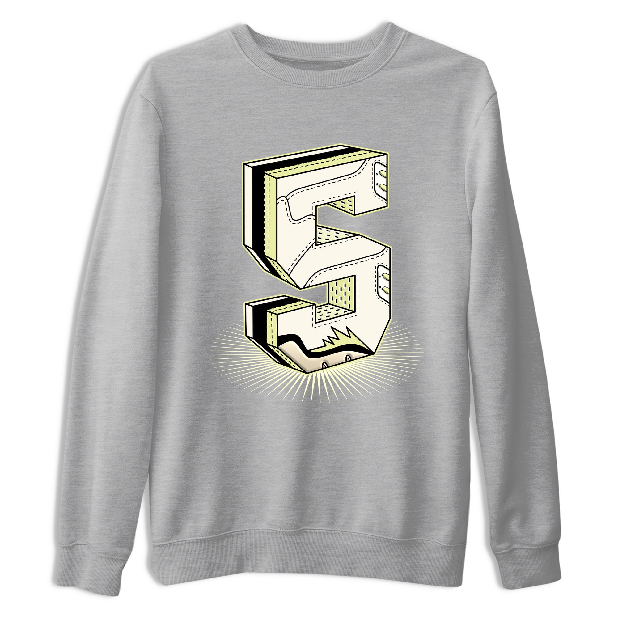 Sneaker match tees – Streetwear Graphic Tees Air Jordan 5 Luminous Green Sneakers – Number Statue Graphic Tee Heather Grey 2