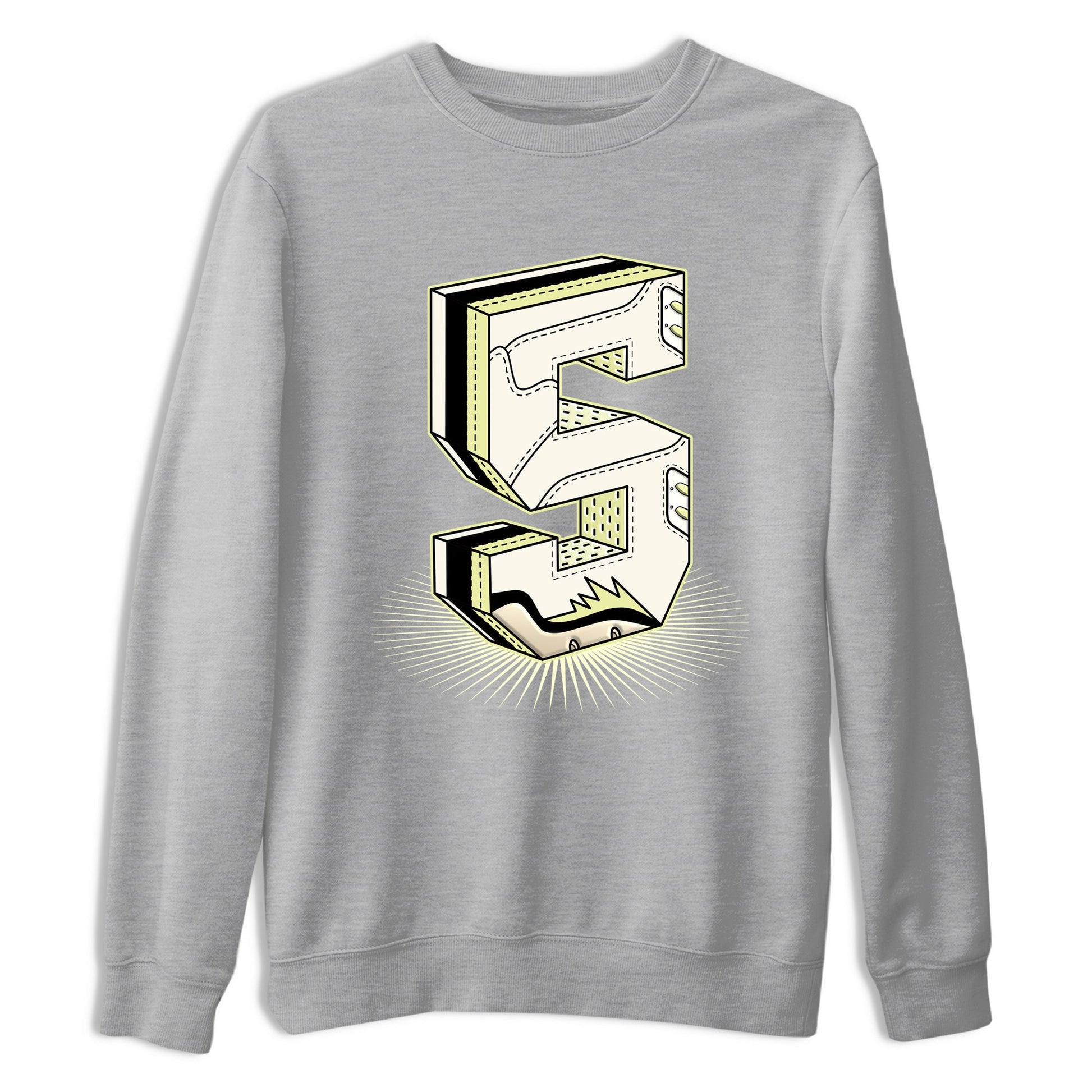 Sneaker match tees – Streetwear Graphic Tees Air Jordan 5 Luminous Green Sneakers – Number Statue Graphic Tee Heather Grey 2