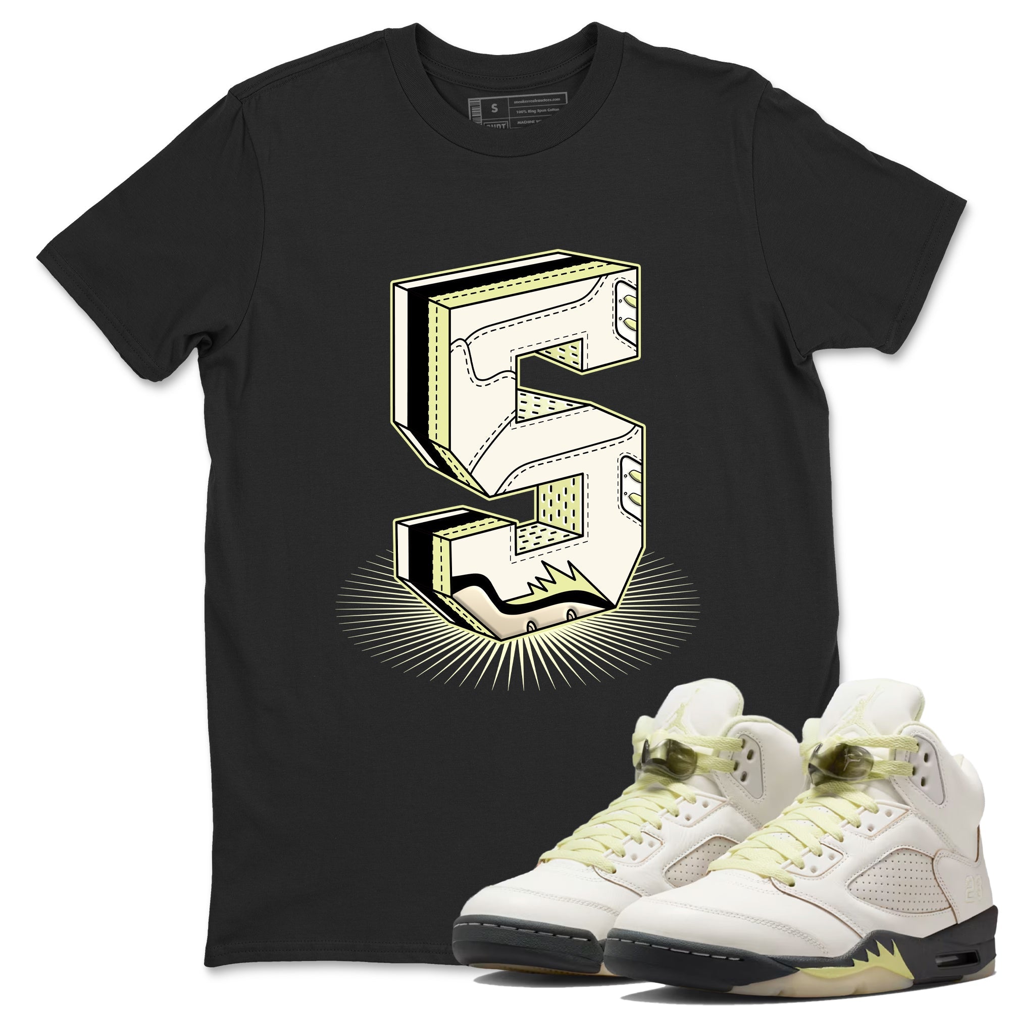 Sneaker match tees – Streetwear Graphic Tees Air Jordan 5 Luminous Green Sneakers – Number Statue Graphic Tee Black 1