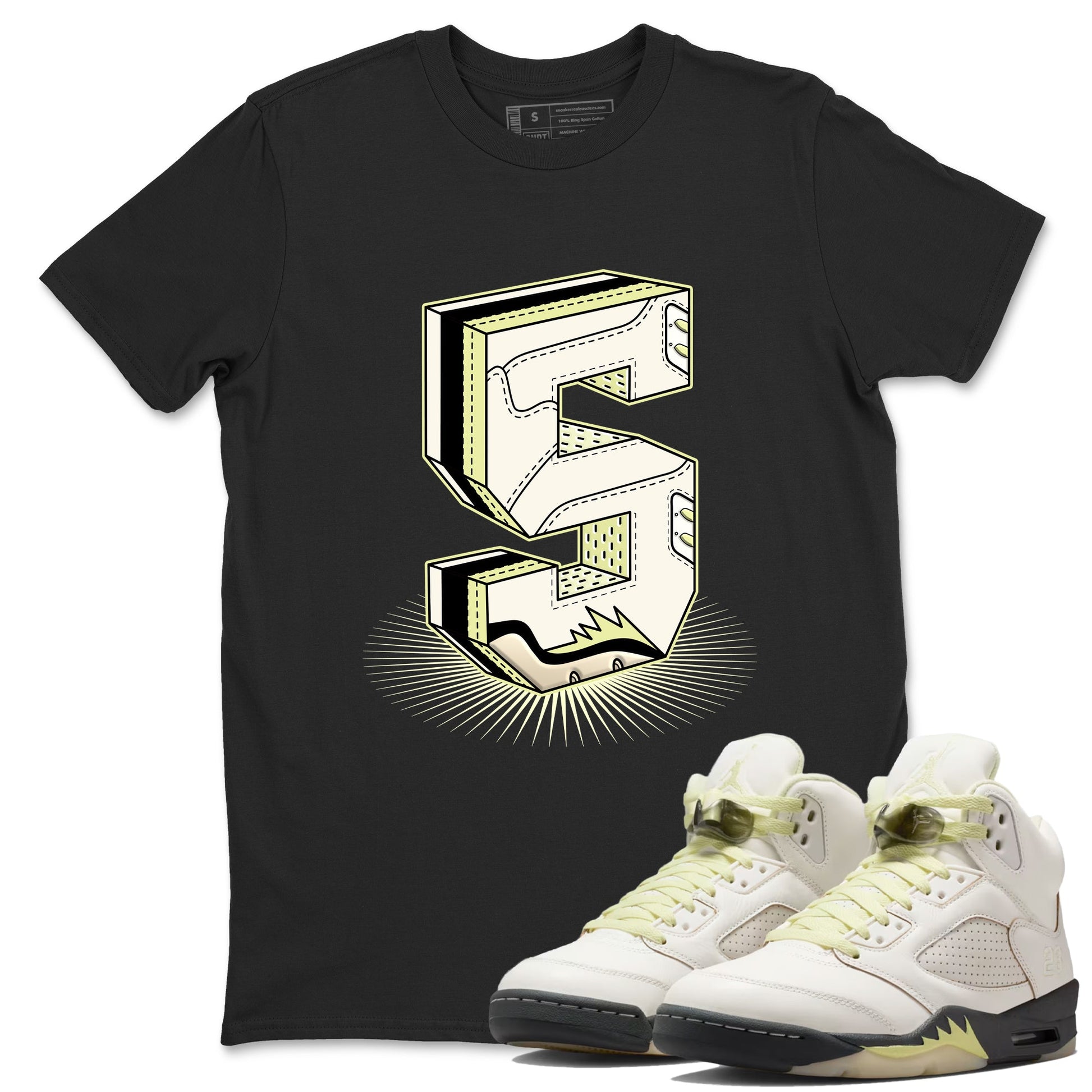 Sneaker match tees – Streetwear Graphic Tees Air Jordan 5 Luminous Green Sneakers – Number Statue Graphic Tee Black 1