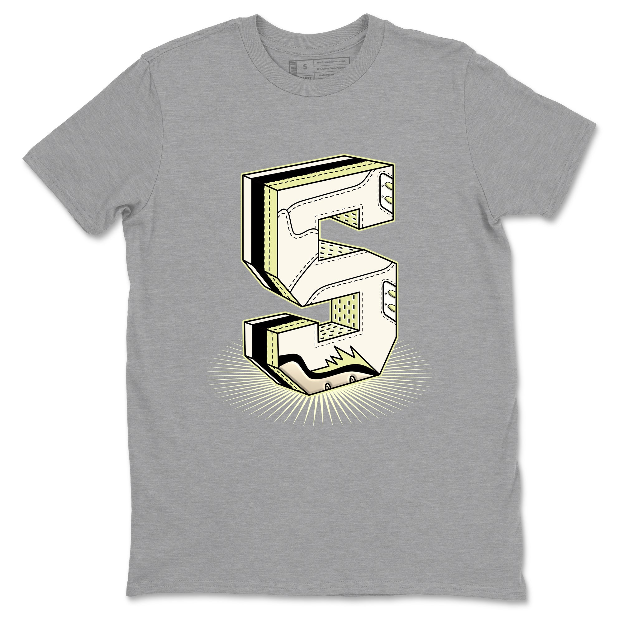 Sneaker match tees – Streetwear Graphic Tees Air Jordan 5 Luminous Green Sneakers – Number Statue Graphic Tee Heather Grey 2