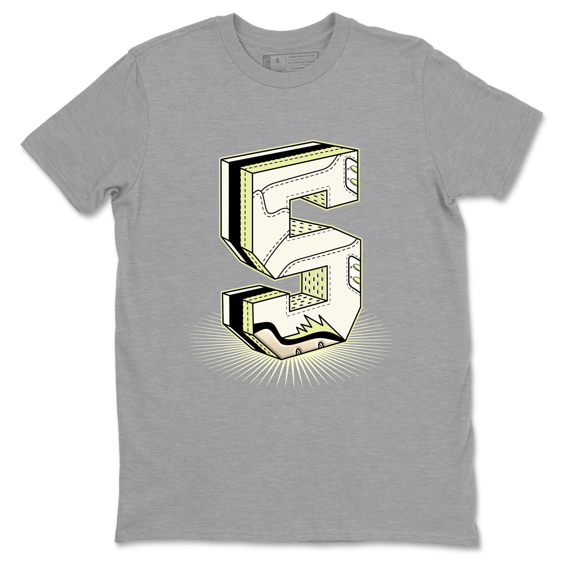 Sneaker match tees – Streetwear Graphic Tees Air Jordan 5 Luminous Green Sneakers – Number Statue Graphic Tee Heather Grey 2