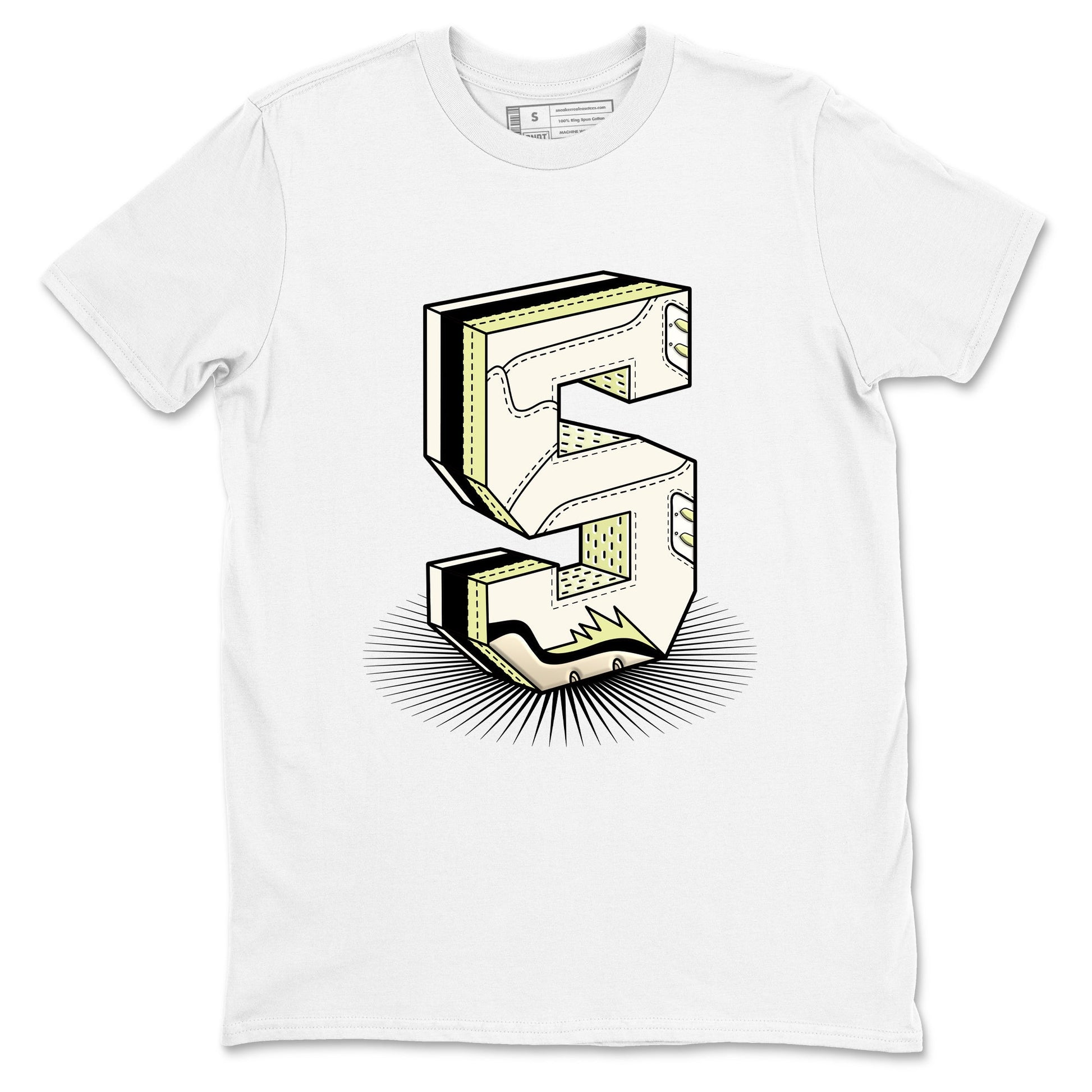 Sneaker match tees – Streetwear Graphic Tees Air Jordan 5 Luminous Green Sneakers – Number Statue Graphic Tee White 2