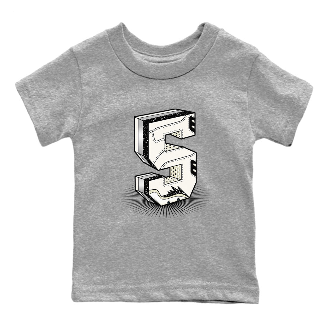 Air Jordan 5 Sail shirt to match jordans Number Statue sneaker tees Jordan 5 SE Sail Streetwear Brand SNRT Sneaker Tees baby toddler Heather Grey 2 cotton Shirt
