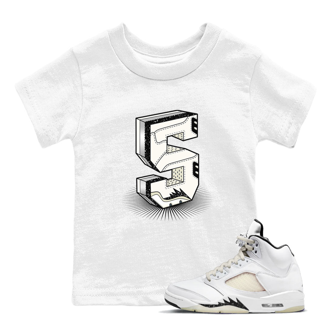 Air Jordan 5 Sail shirt to match jordans Number Statue sneaker tees Jordan 5 SE Sail Streetwear Brand SNRT Sneaker Tees baby toddler White 1 cotton Shirt